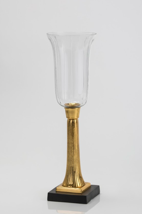 Venetian Diamond cut Hurricane candlestand Gold