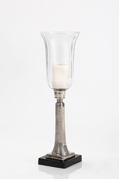 Venetian Diamond cut Hurricane candlestand Silver