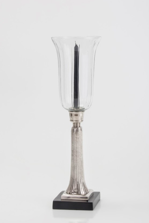 Venetian Diamond cut Hurricane candlestand Silver