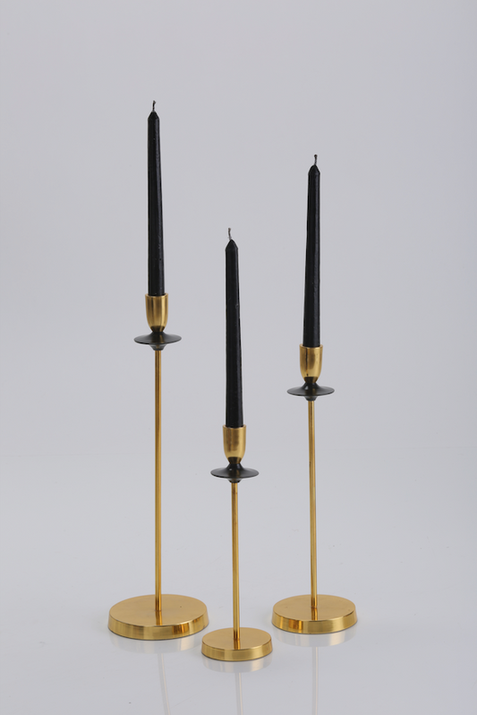 Aspen Gold & Black Candle Holder set of 3