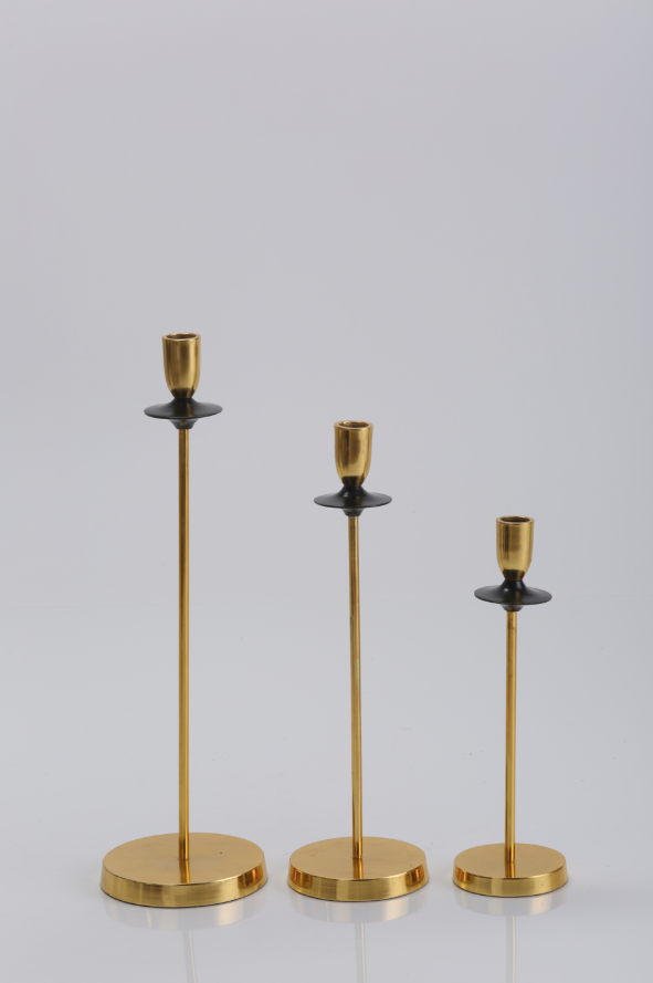 Aspen Gold & Black Candle Holder set of 3