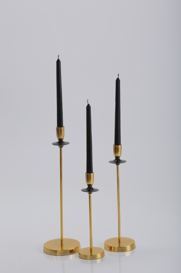 Aspen Gold & Black Candle Holder set of 3