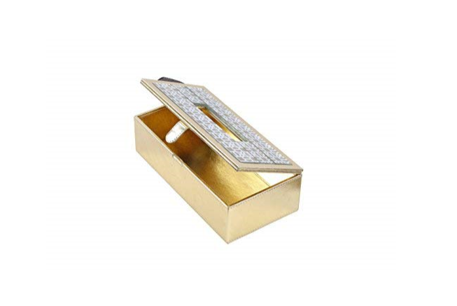 Mysore gold Pattern Glass Printed Leatherite tissue box
