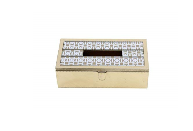 Mysore gold Pattern Glass Printed Leatherite tissue box