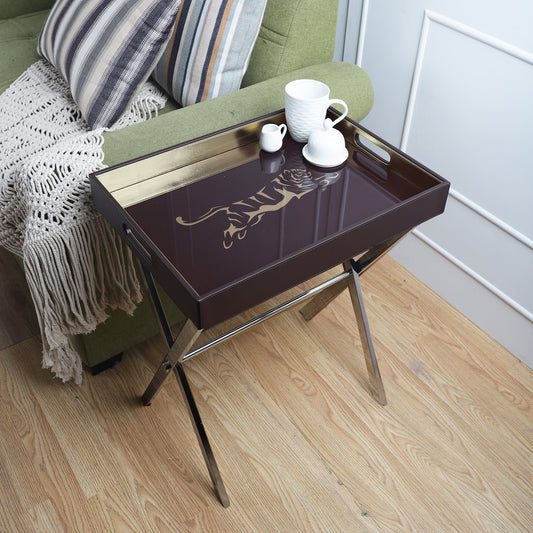 Phoenix Tiger Brown & Gold Butler Tray Table