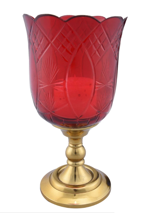 Fleur D'Lis Hurricane Red Candle Holder