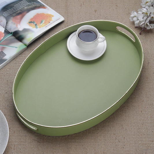 Olivia Olive Green & Gold Oval Tray