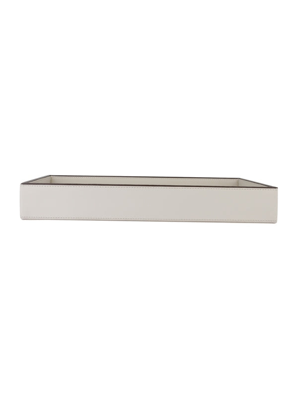 Cream & Brown Leatherite Rectangle Tray