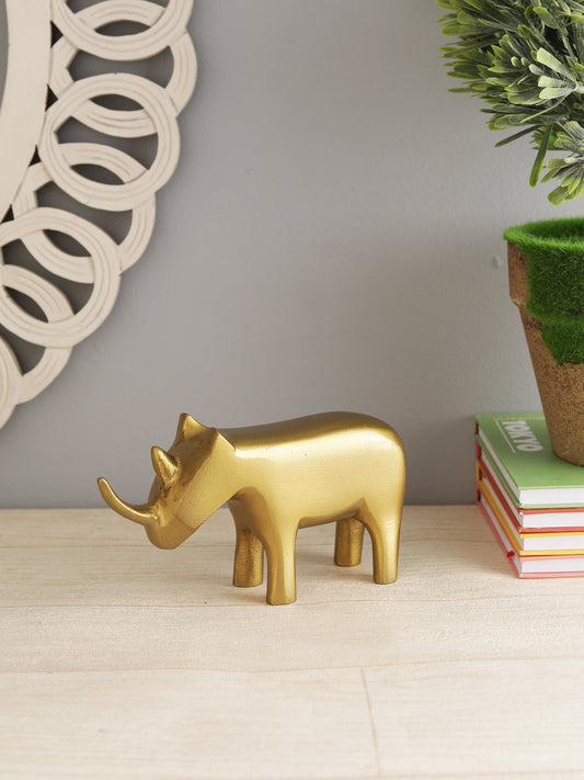 Geometric Rhino Sculpture gold