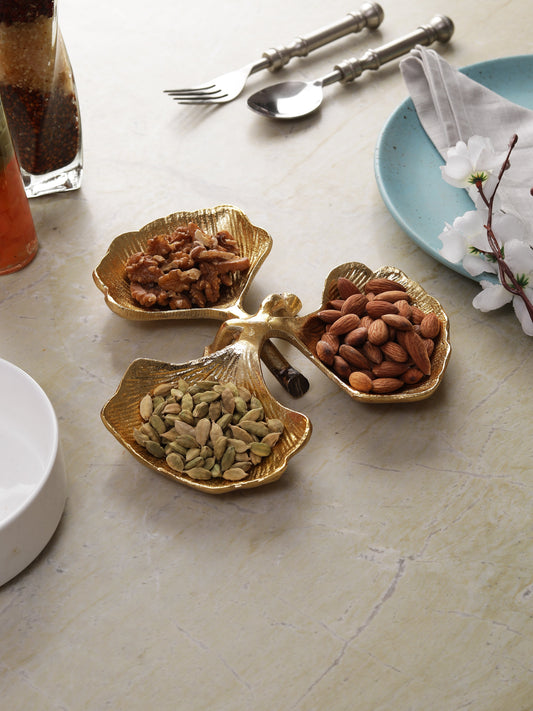 Sherry Three Leaf Platter Gold