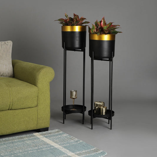 Gabriel Black & Gold Planters Set of 2