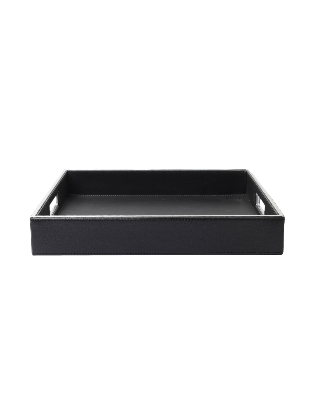 Noire Black & Silver Leatherite Square tray