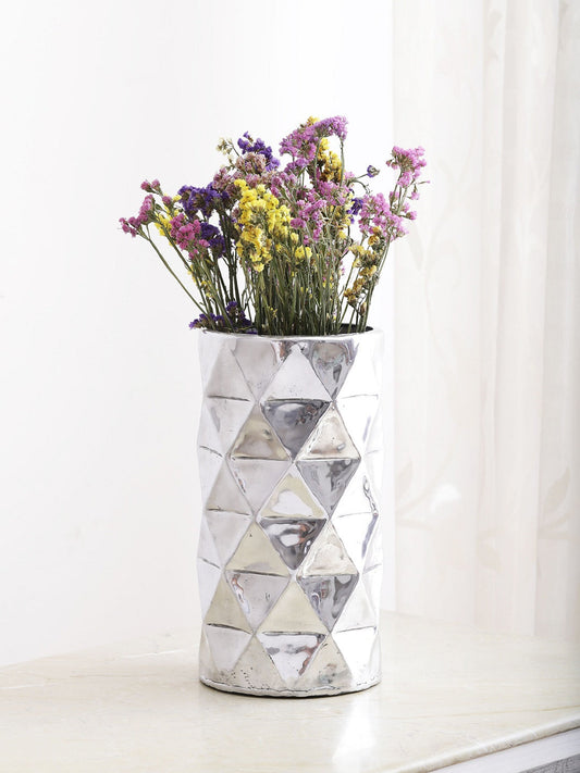 Geometric Nickel Finish Vase