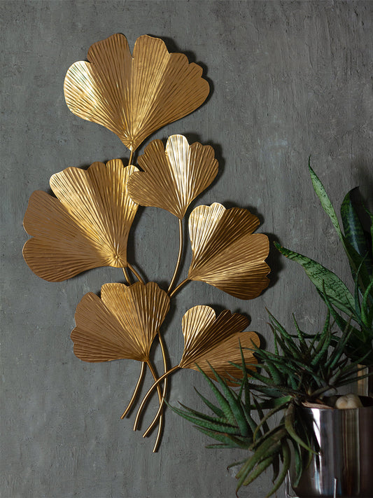 Gold Gingko Leaf Wall Sculpture