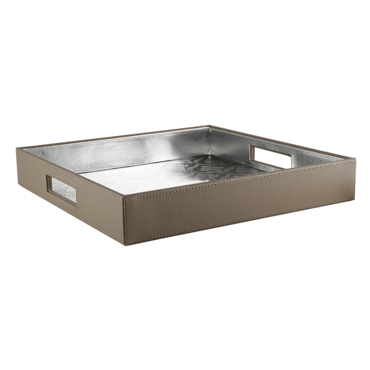 Coonoor Beige Glass Printed Square Tray