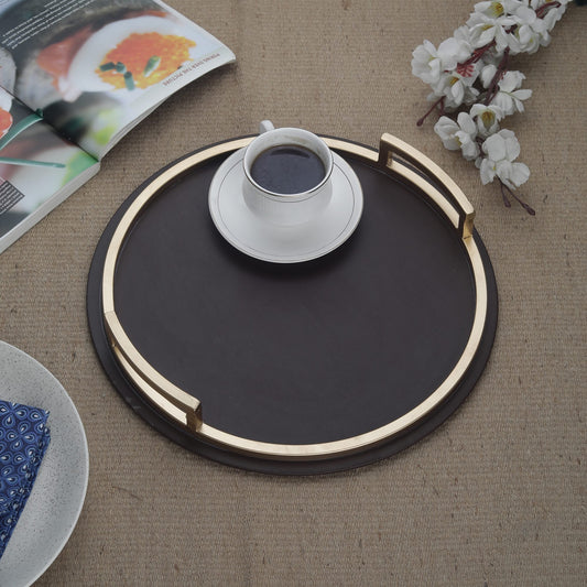 Claire Brown & Gold Circular Tray