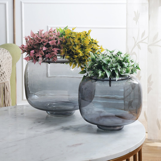 Violet Grey Lustre Vases Set of 2