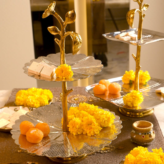Avani Two Tier Round Floral Platter