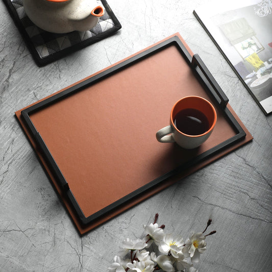 Nora Tan & Black Rectangular Tray
