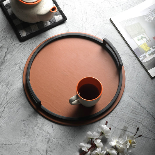 Nora Tan & Black Circular Tray