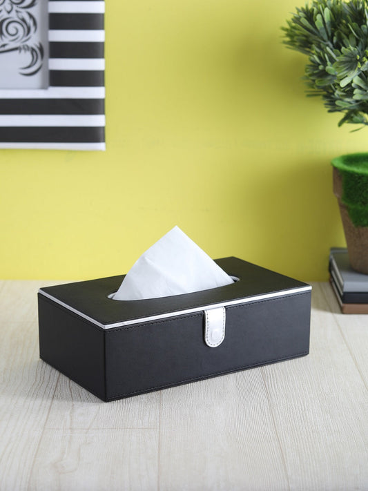 Noire Black & Silver Tissue Box