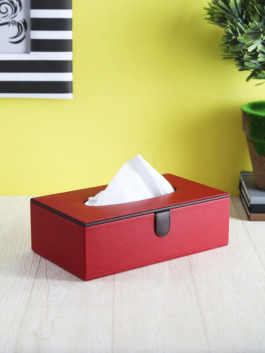 Crimson Red & Brown Tissue Box
