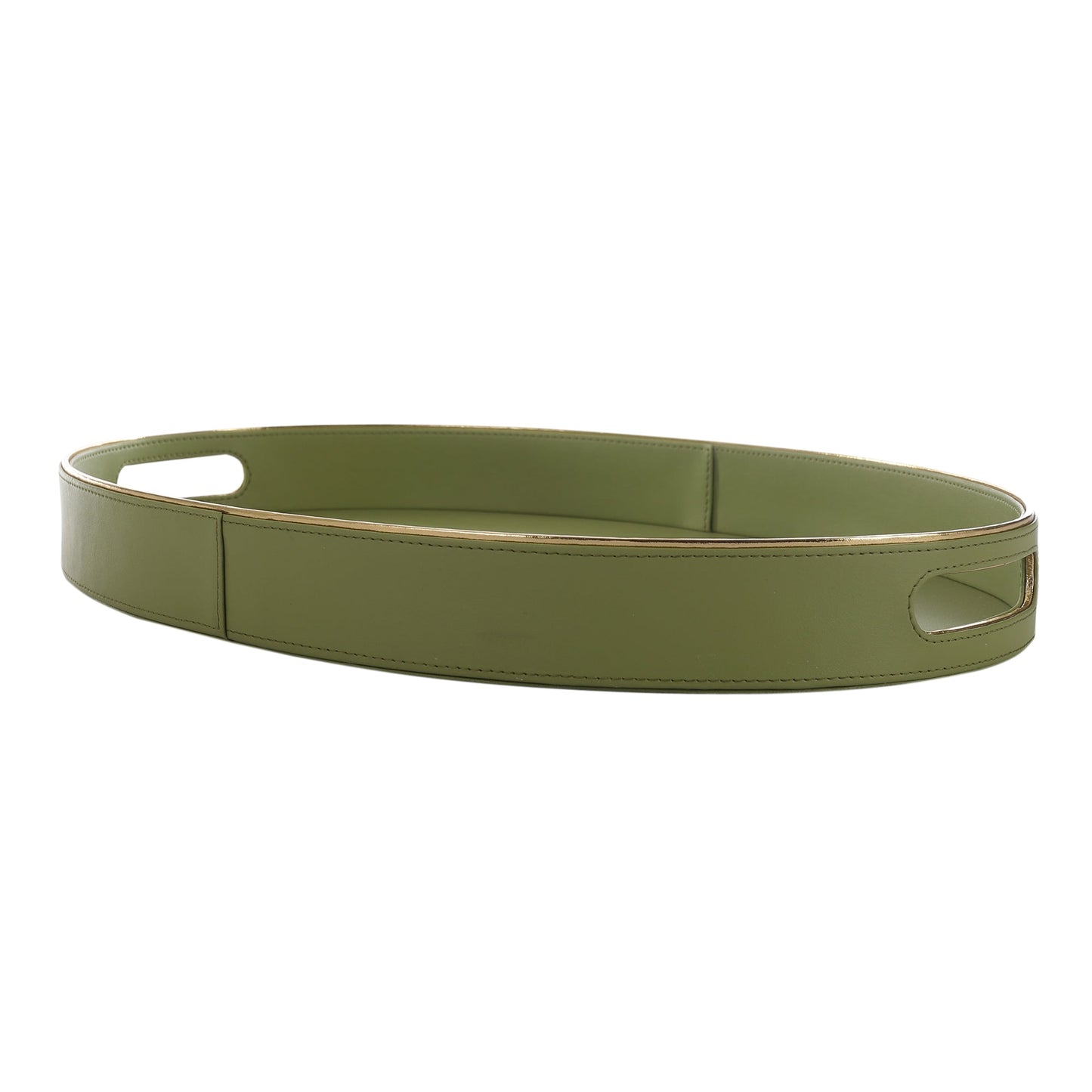 Olivia Olive Green & Gold Oval Tray