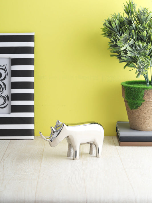 Geometric Rhino Sculpture nickel