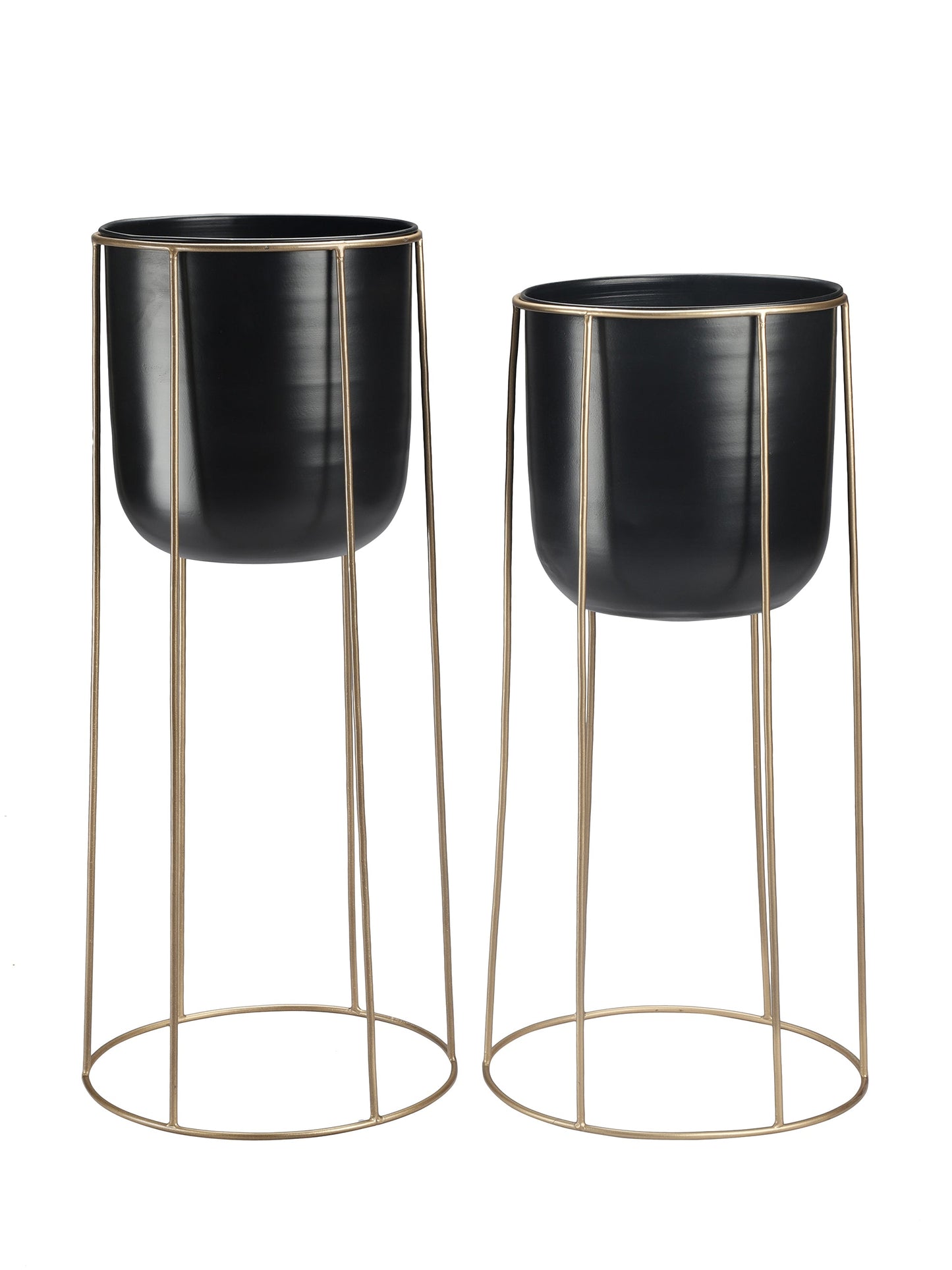 Malaga Black & Gold Planters Set of 2