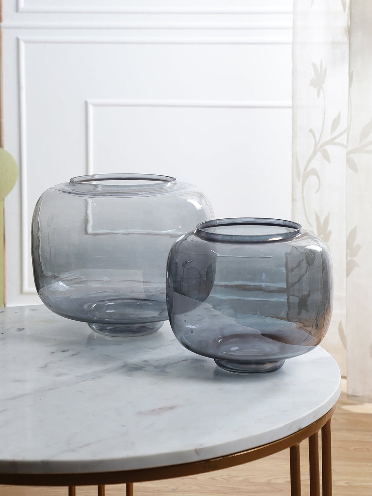 Violet Grey Lustre Vases Set of 2