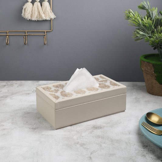 Santorini Cream & Gold Tissue Box