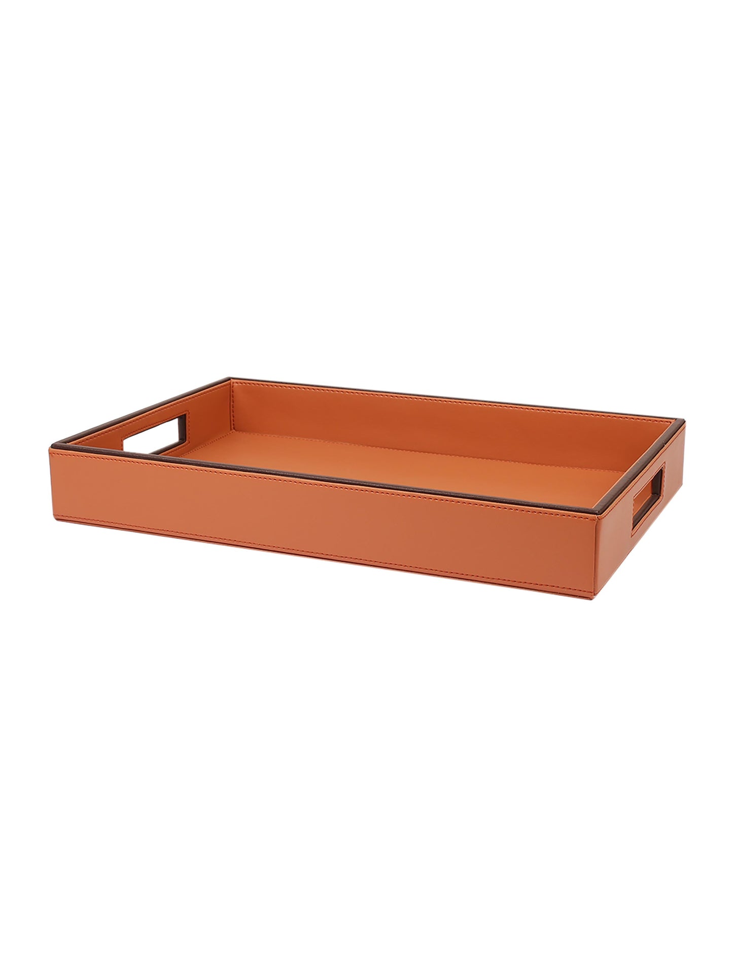 Cynthia Brown & Tan Leatherite Serving Tray