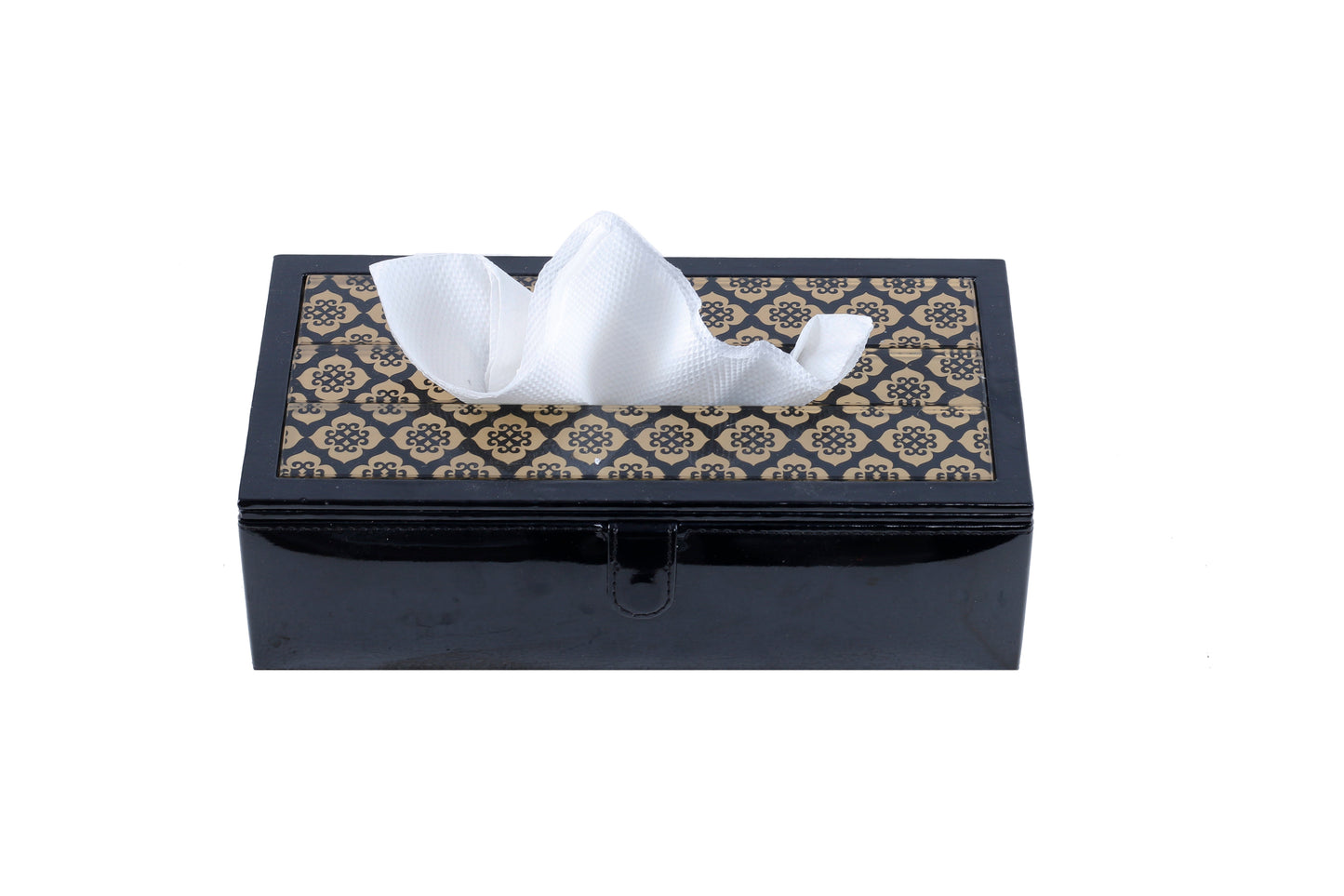 Jaisalmer black & gold Pattern Glass Printed Leathrite Tissue box