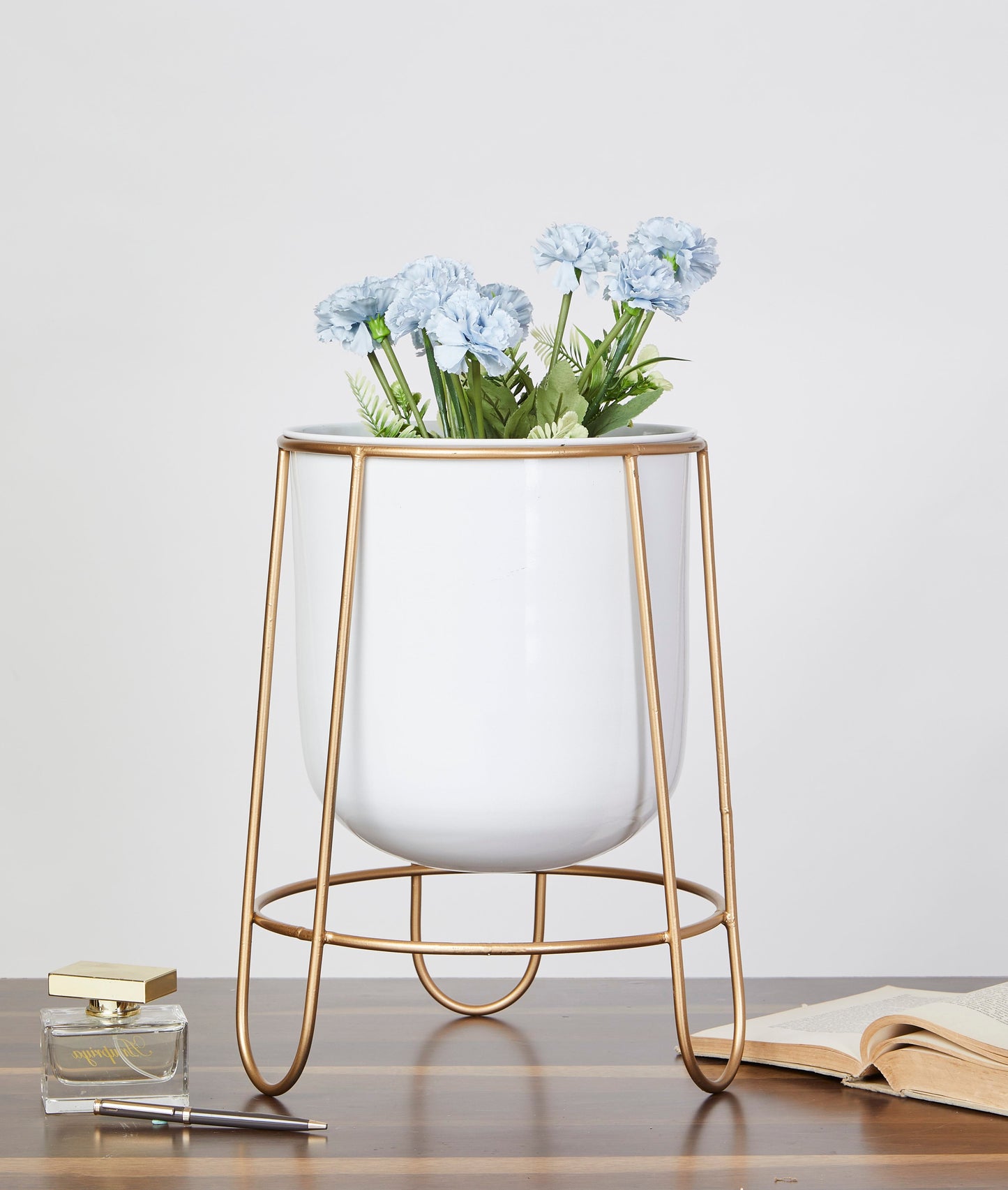 Florence White & Gold Planters Set of 2