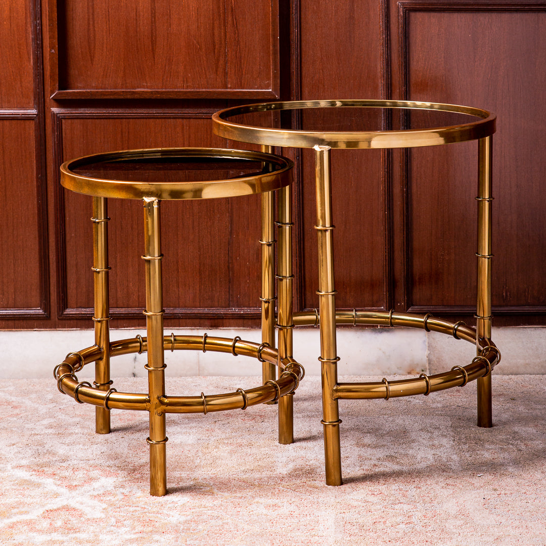 Brooklyn Bamboo Gold Nesting Table Set of 2