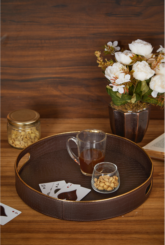 Cedar Brown Circular Tray