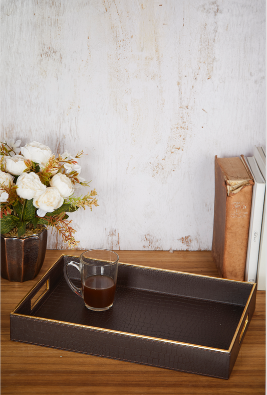 Cedar Brown Rectangular Tray