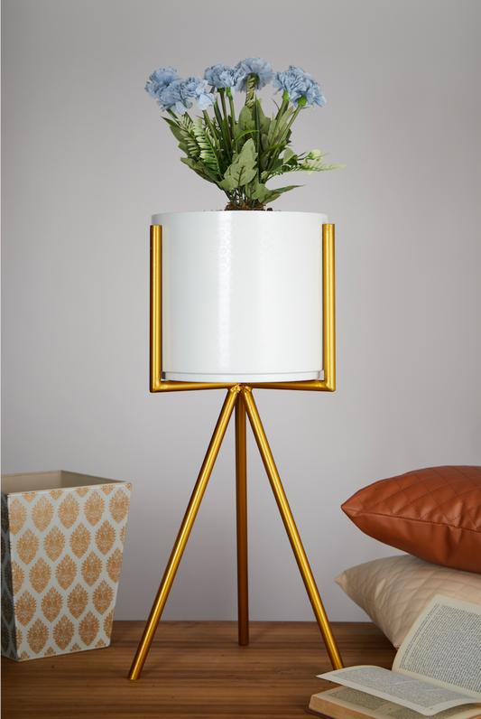 Olympus White & Gold Planter