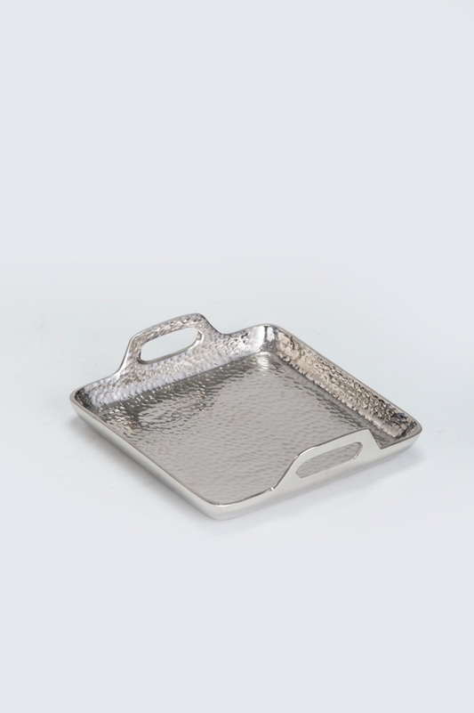 Hammered Square Tray Large Aluminium