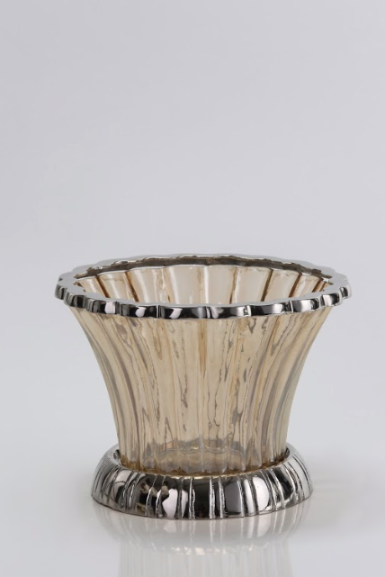 Flower cut Amber Lily Hurricane Candle Stand